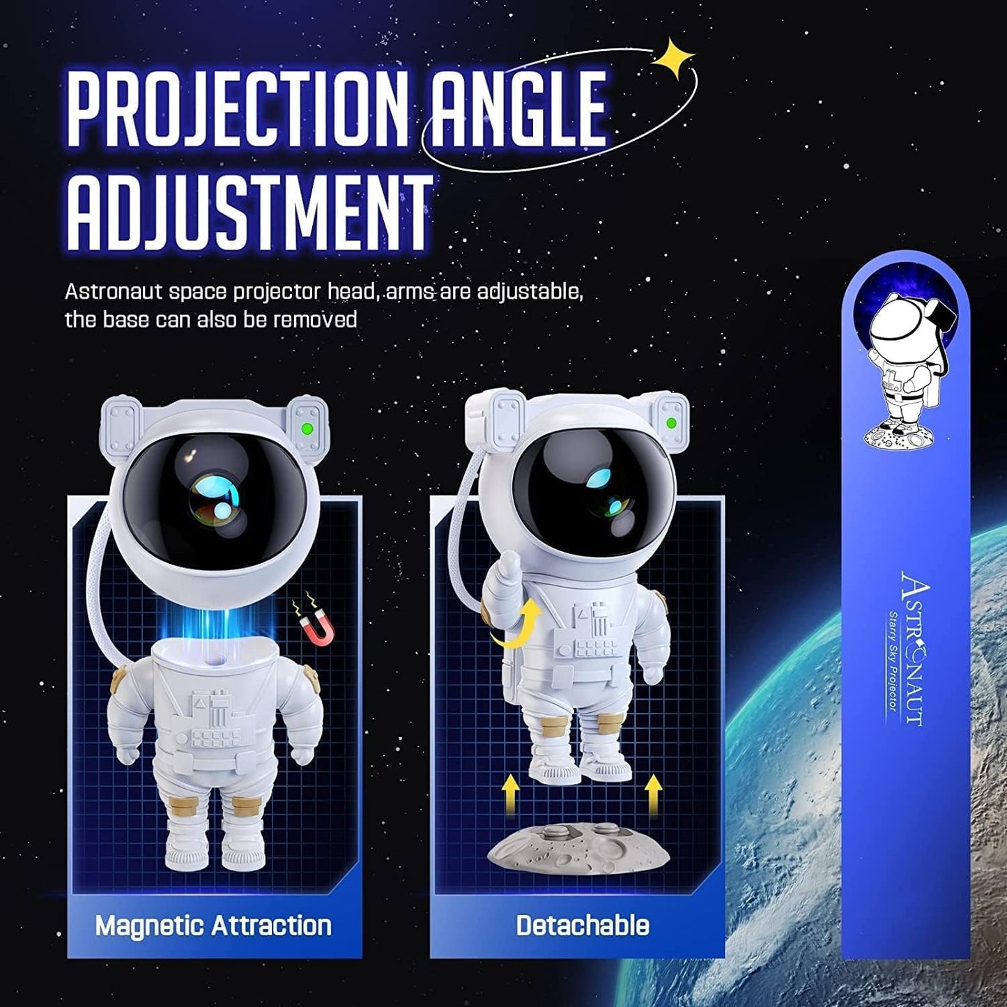 Astronaut Galaxy Projector Night Lamp – 360° Rotating LED Nebula Light with Remote Control