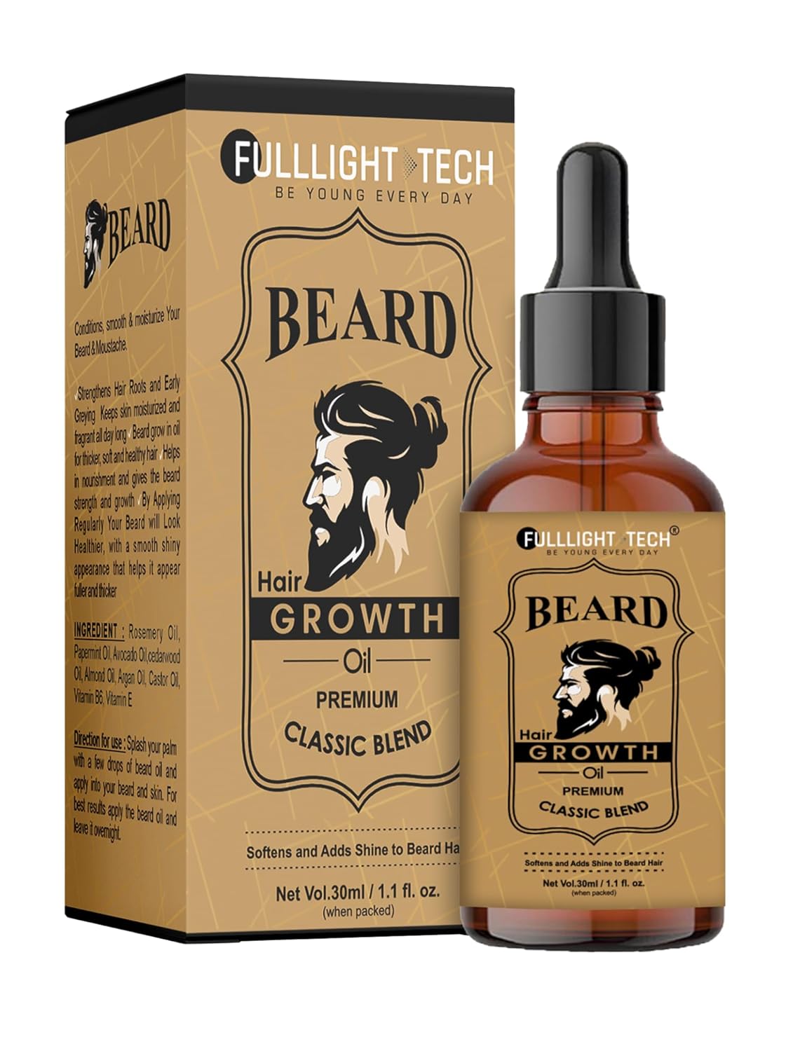 FullLight Beard Serum – Natural Growth • Lightweight • Non-Greasy • Confidence-Boosting Care (30ml)