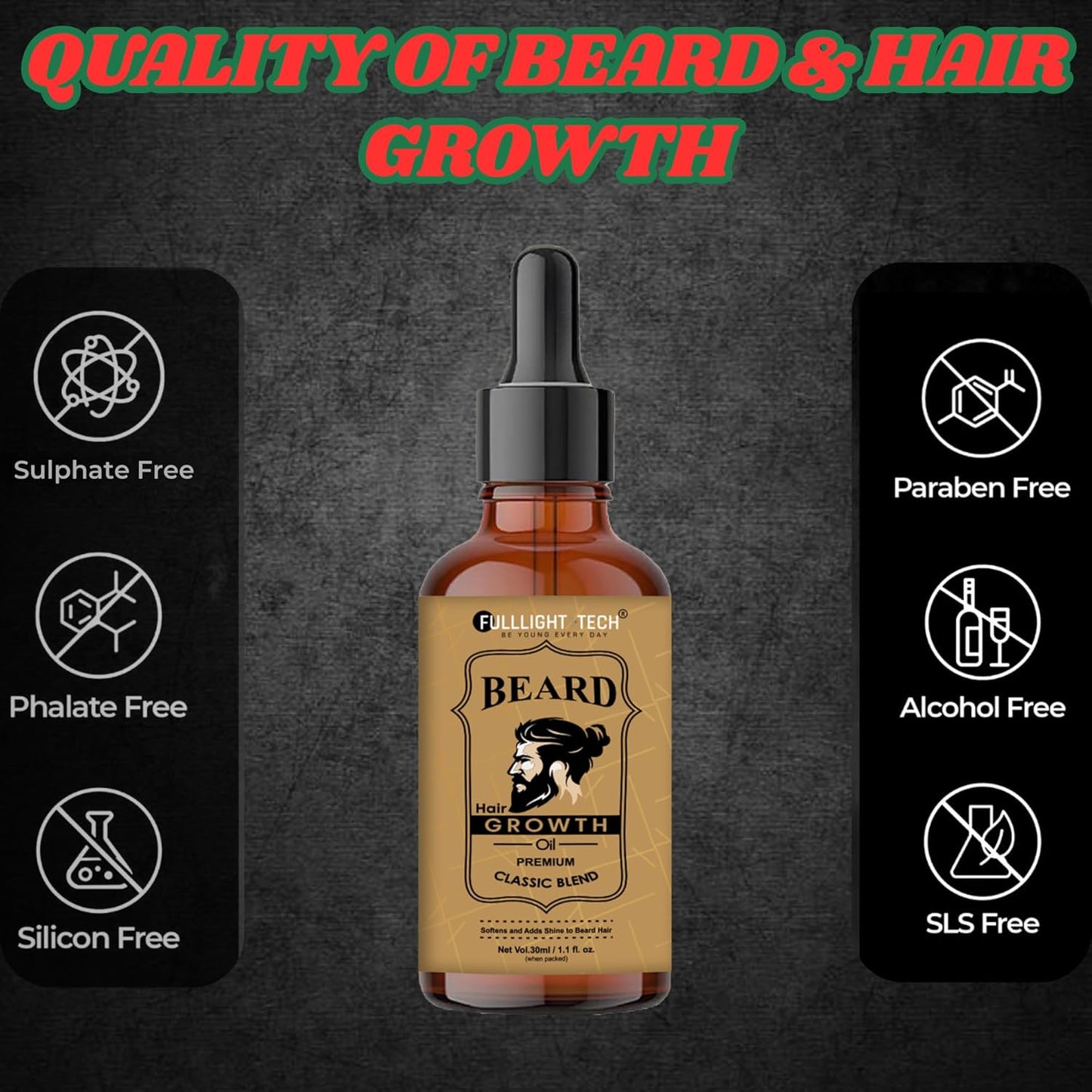 FullLight Beard Serum – Natural Growth • Lightweight • Non-Greasy • Confidence-Boosting Care (30ml)
