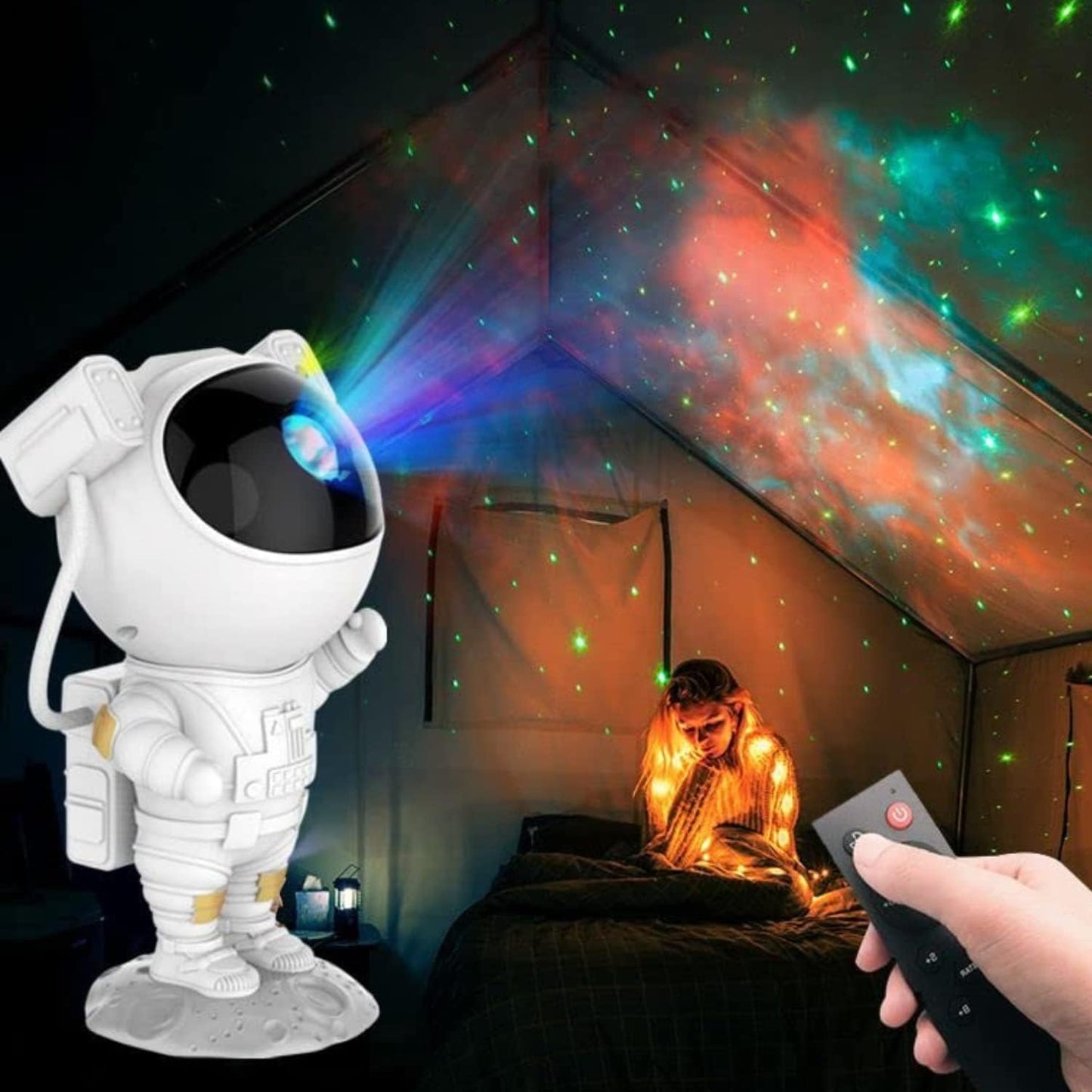Astronaut Galaxy Projector Night Lamp – 360° Rotating LED Nebula Light with Remote Control