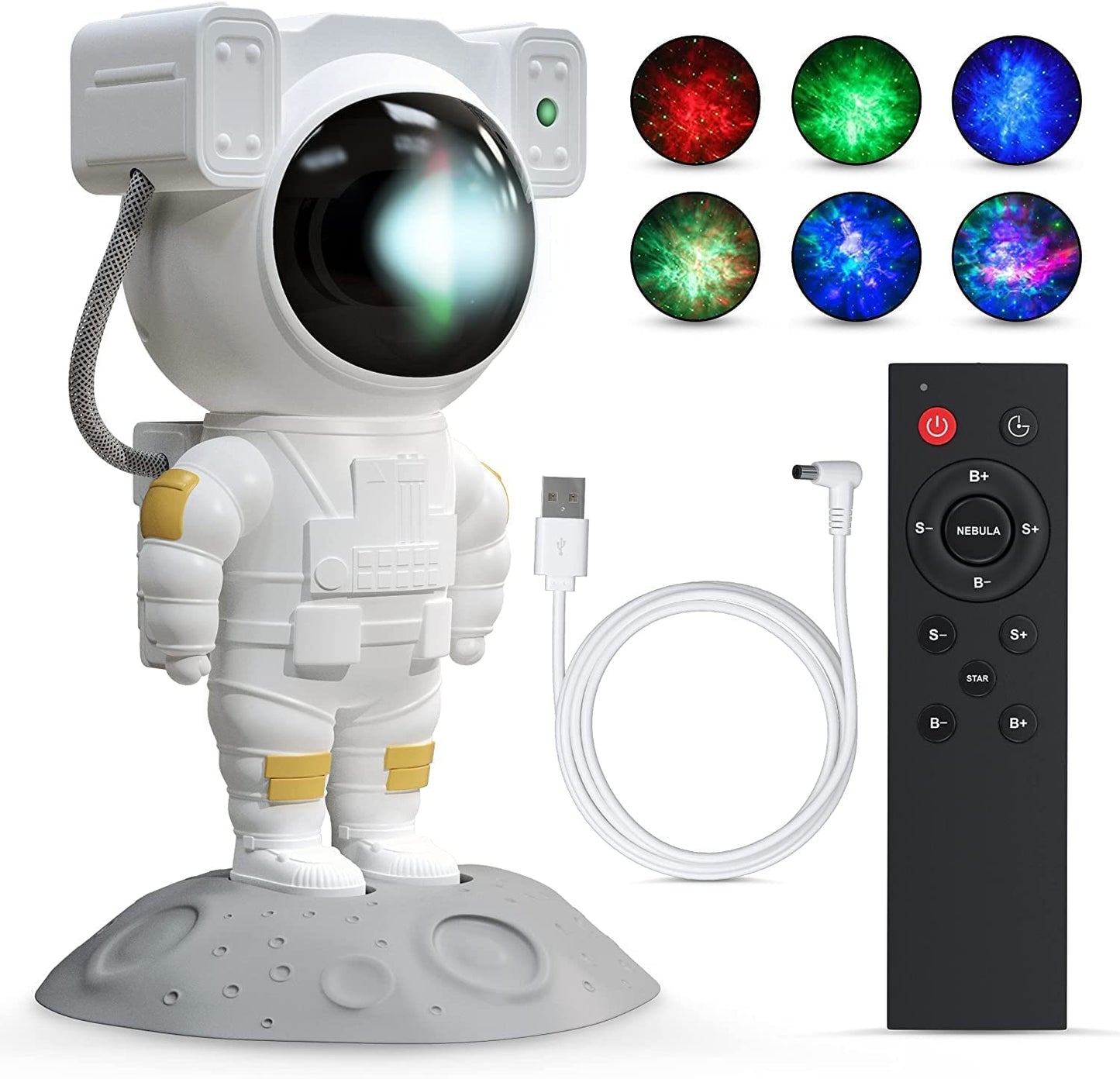 Astronaut Galaxy Projector Night Lamp – 360° Rotating LED Nebula Light with Remote Control