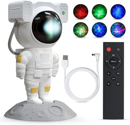 Astronaut Galaxy Projector Night Lamp – 360° Rotating LED Nebula Light with Remote Control