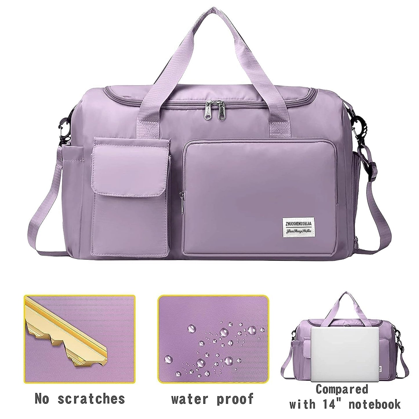 ROVAIRE Water-Resistant Nylon Travel Duffle Bag – Stylish Weekender with Shoe Compartment